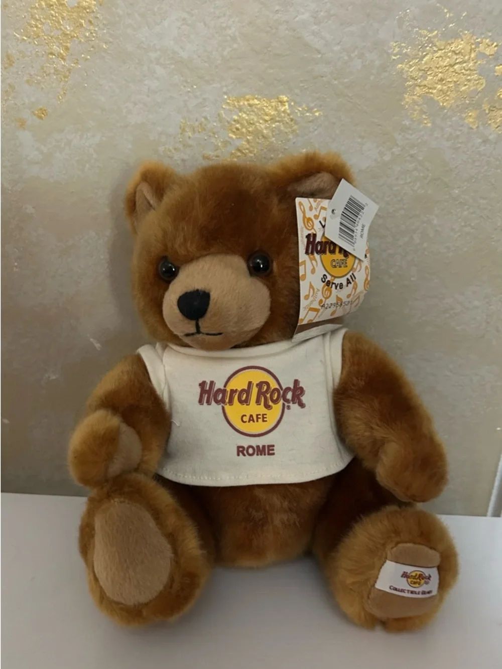 HardβRock Cafe Authentic Brown & Cream Rome Plush Bear with Branded Tee